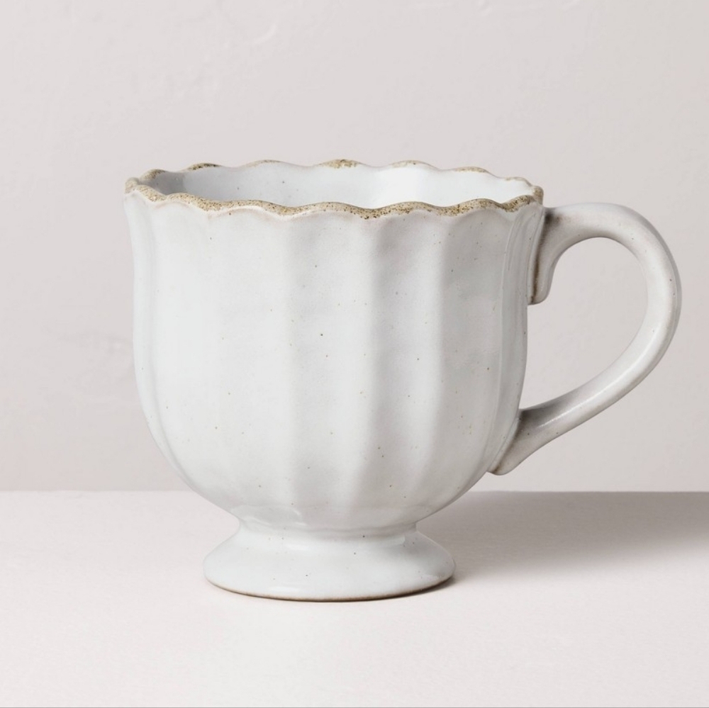 Hearth And Hand Scalloped Edge Mug With Foot Ceramic Sour Cream Fall 2025